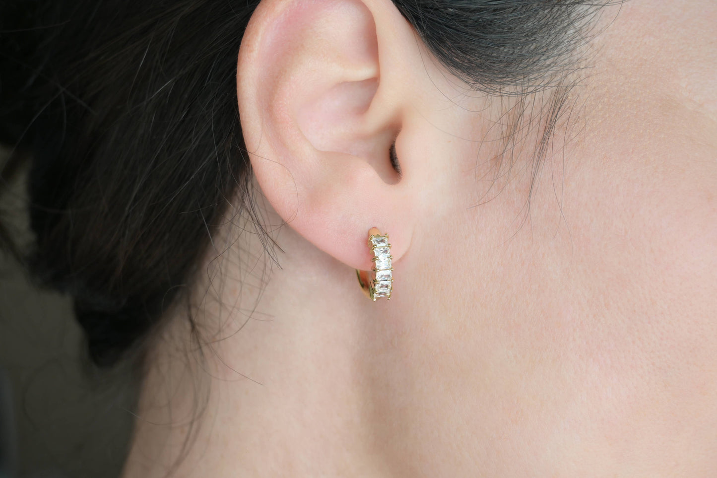 Baguette Diamond Hoops
