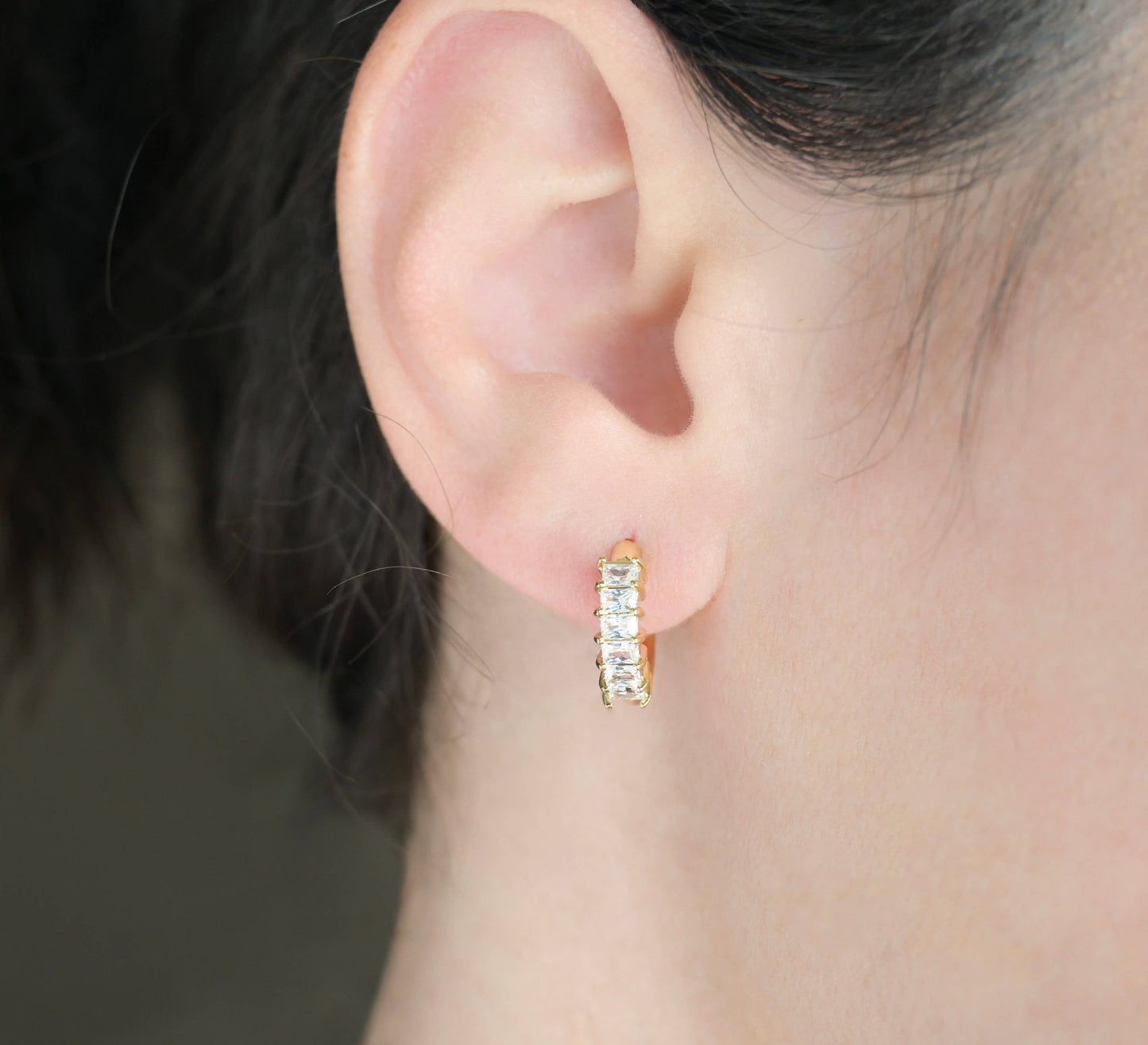 Baguette Diamond Hoops